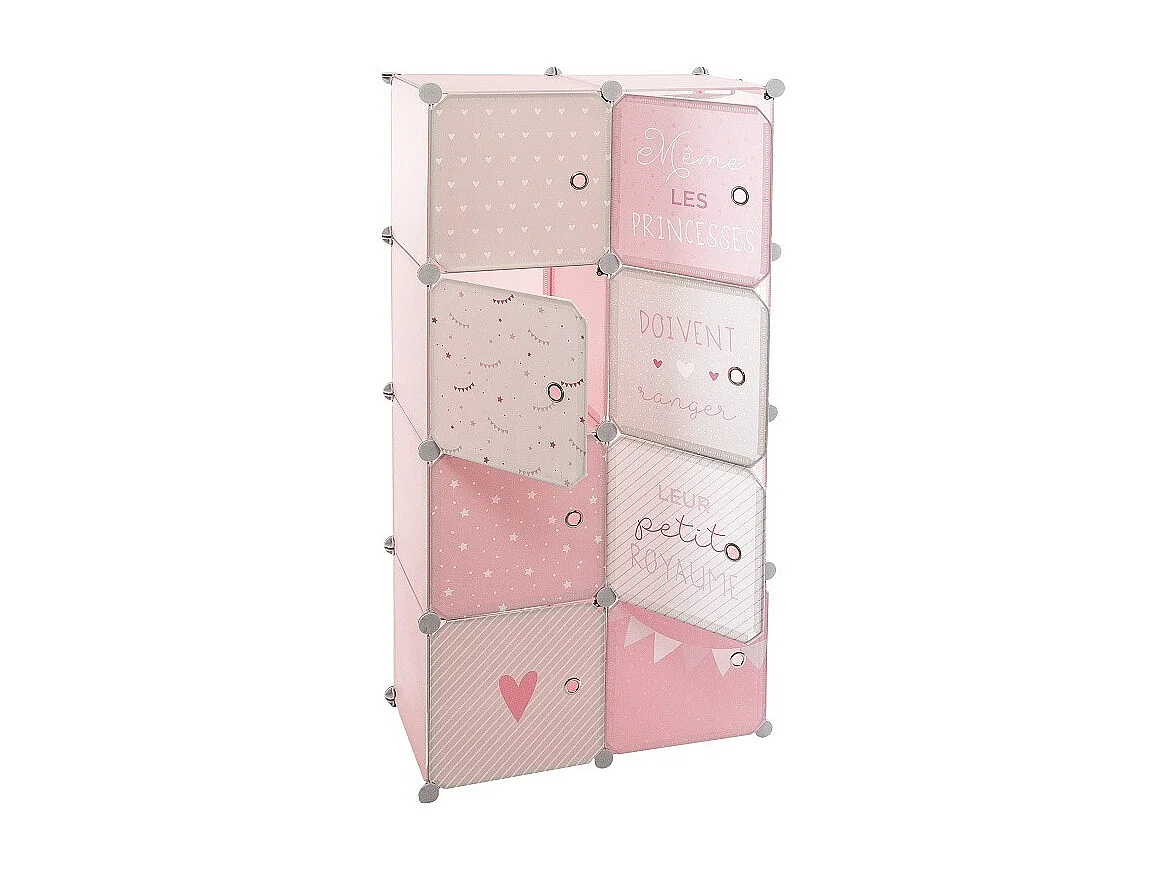 Armoire Penderie Enfants "Univers" 124cm Rose