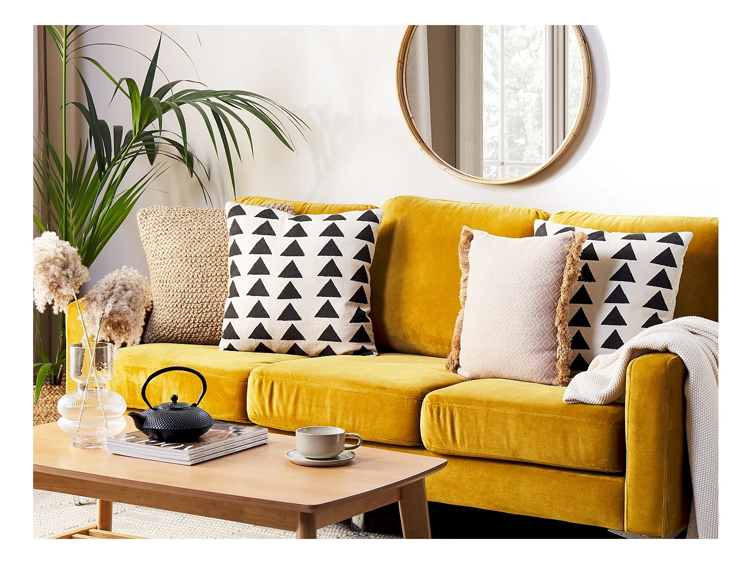 Set di 2 cuscini CERCIS Cotone 45 x 45 cm Beige Trama geometrica