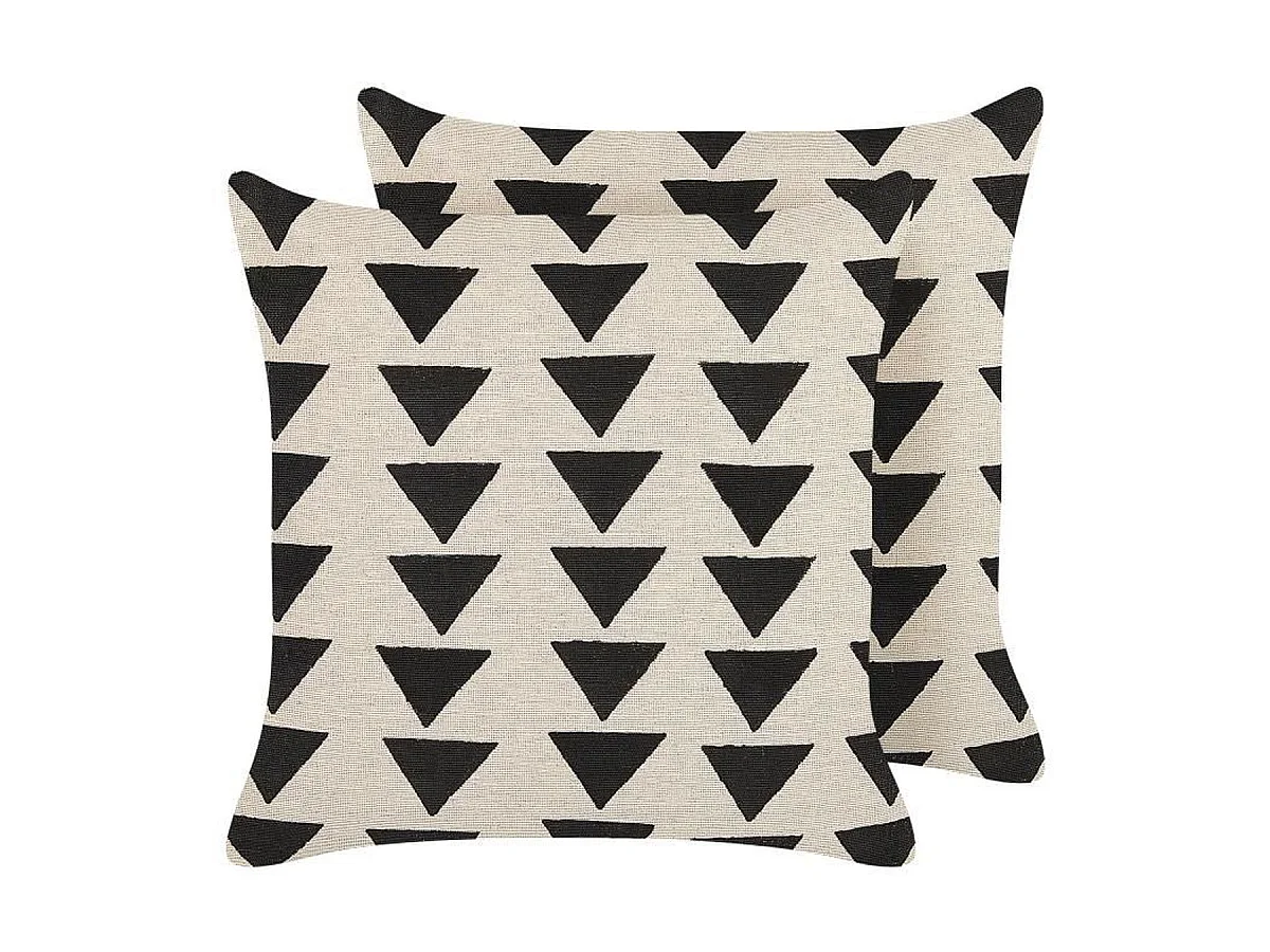 Set van 2 decoratieve kussens CERCIS Katoen 45 x 45 cm Beige Geometrisch patroon