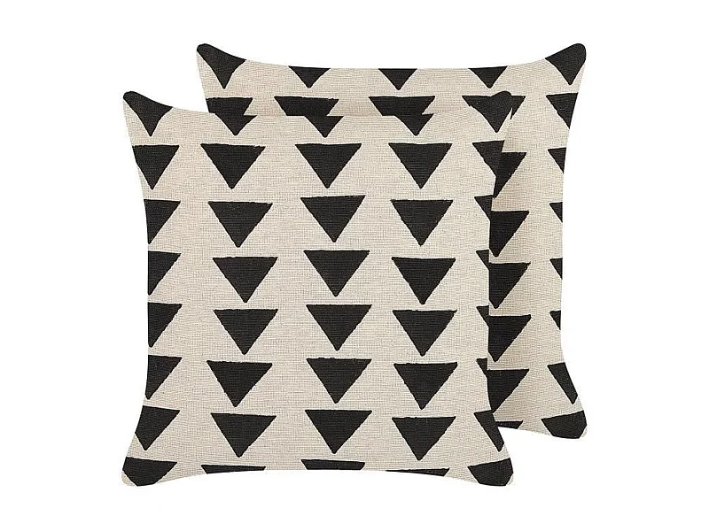 Dekokissen 2er Set mit Füllung Muster Baumwolle beige / schwarz 45x45 cm Cercis