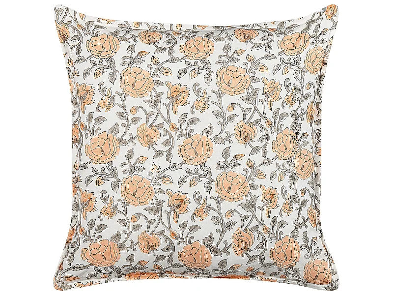 Dekokissen mit Füllung Blumenmuster orange Baumwolle bunt / weiß 45x45 cm Meadia