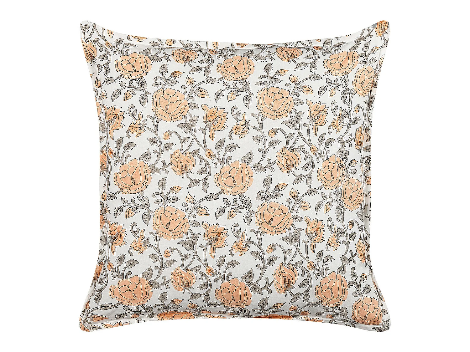 Dekokissen mit Füllung Blumenmuster orange Baumwolle bunt / weiß 45x45 cm Meadia