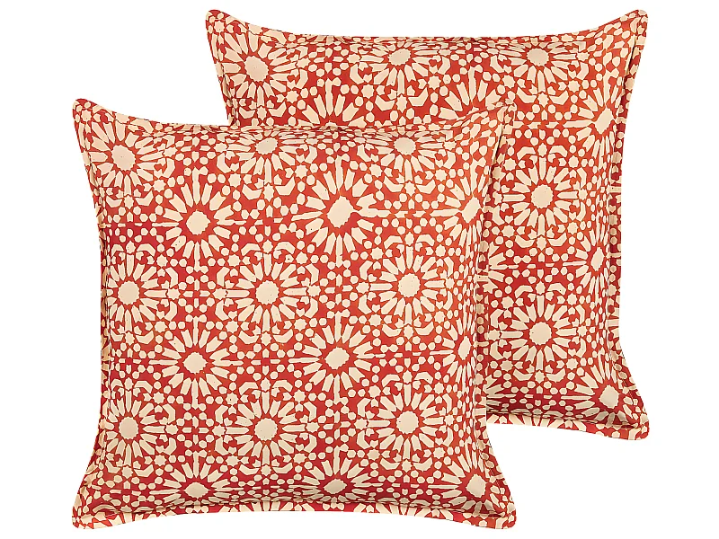 Lot de 2 coussins décoratifs CEIBA Coton 45 x 45 cm Rouge Motif géométrique