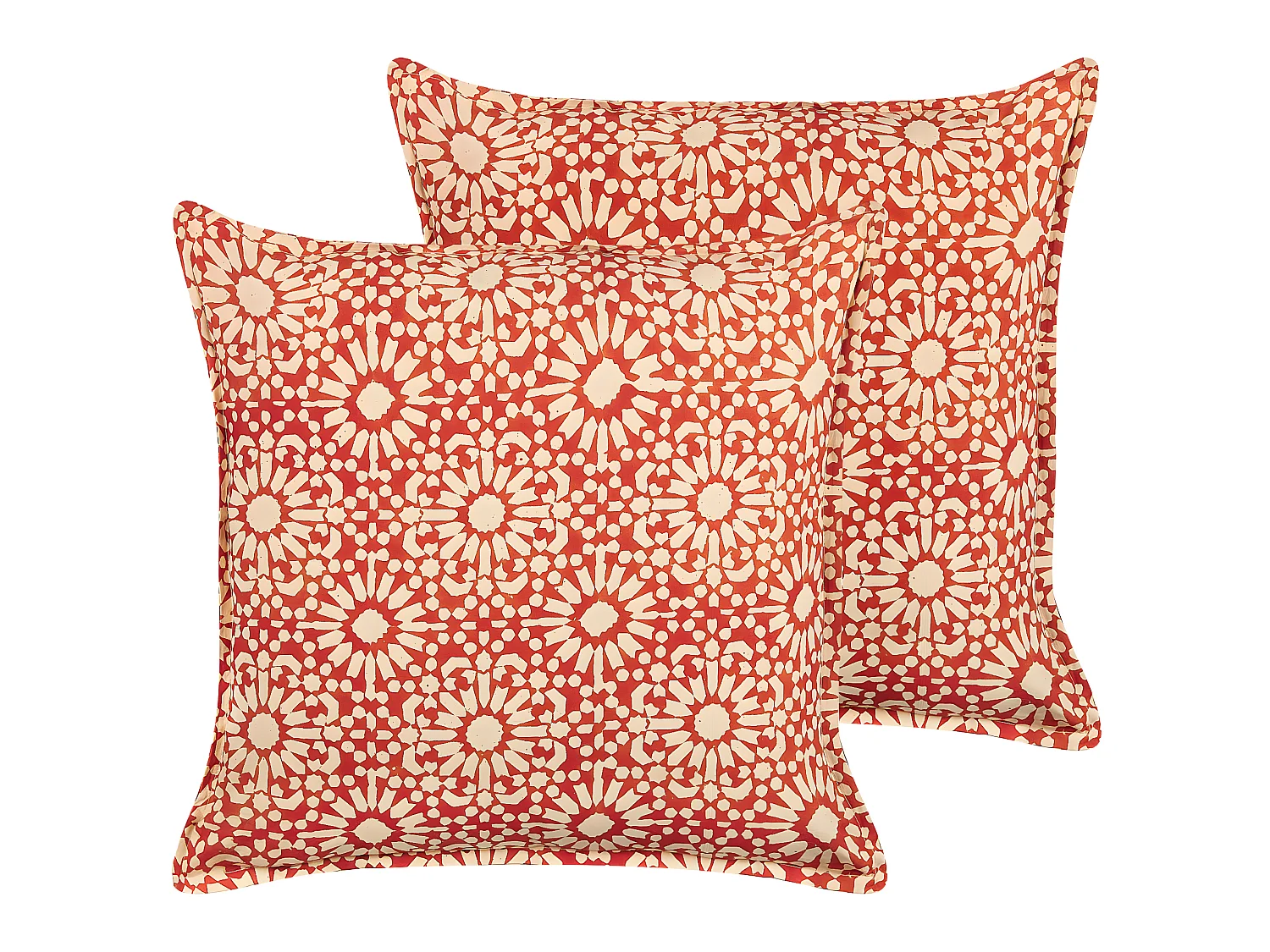 Lot de 2 coussins décoratifs CEIBA Coton 45 x 45 cm Rouge Motif géométrique