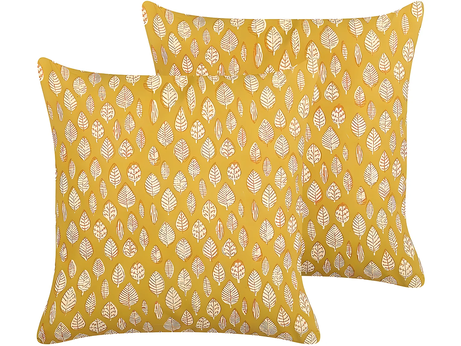 Lot de 2 coussins décoratifs GINNALA Coton 45 x 45 cm Jaune Motif de plante