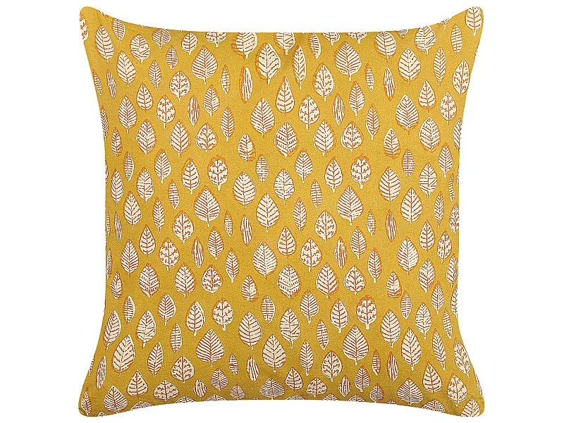 Coussin GINNALA Coton 45 x 45 cm Jaune Motif de plante