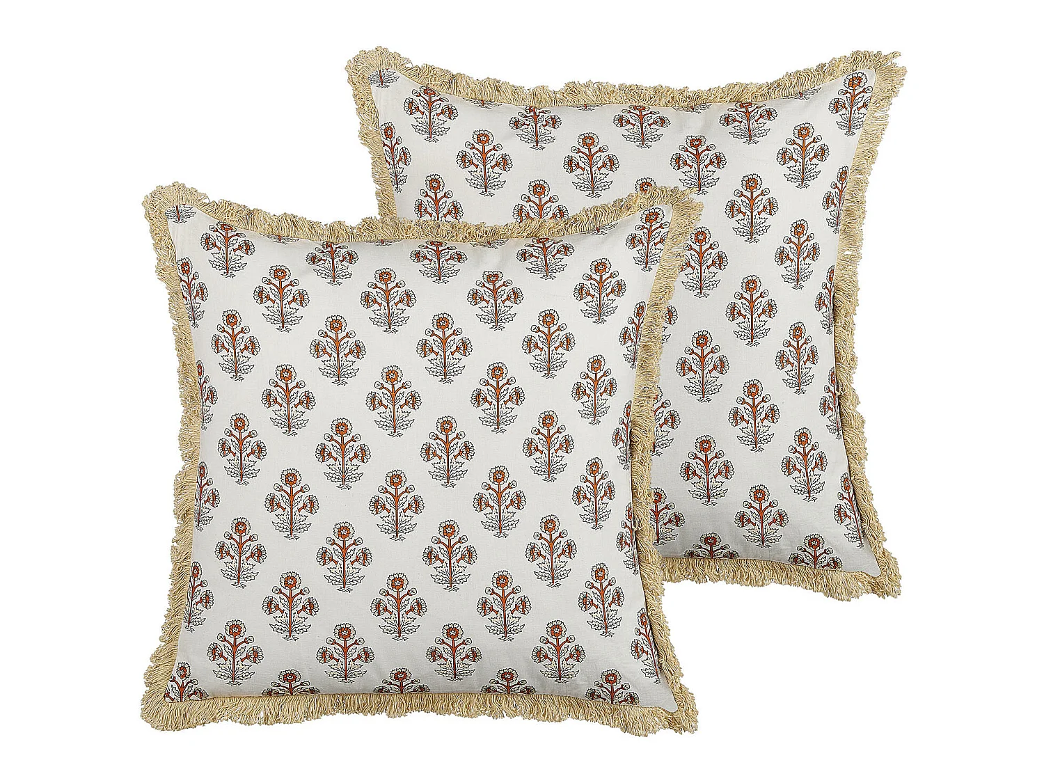 Lot de 2 coussins décoratifs OMORIKA Coton 45 x 45 cm Blanc Motif floral
