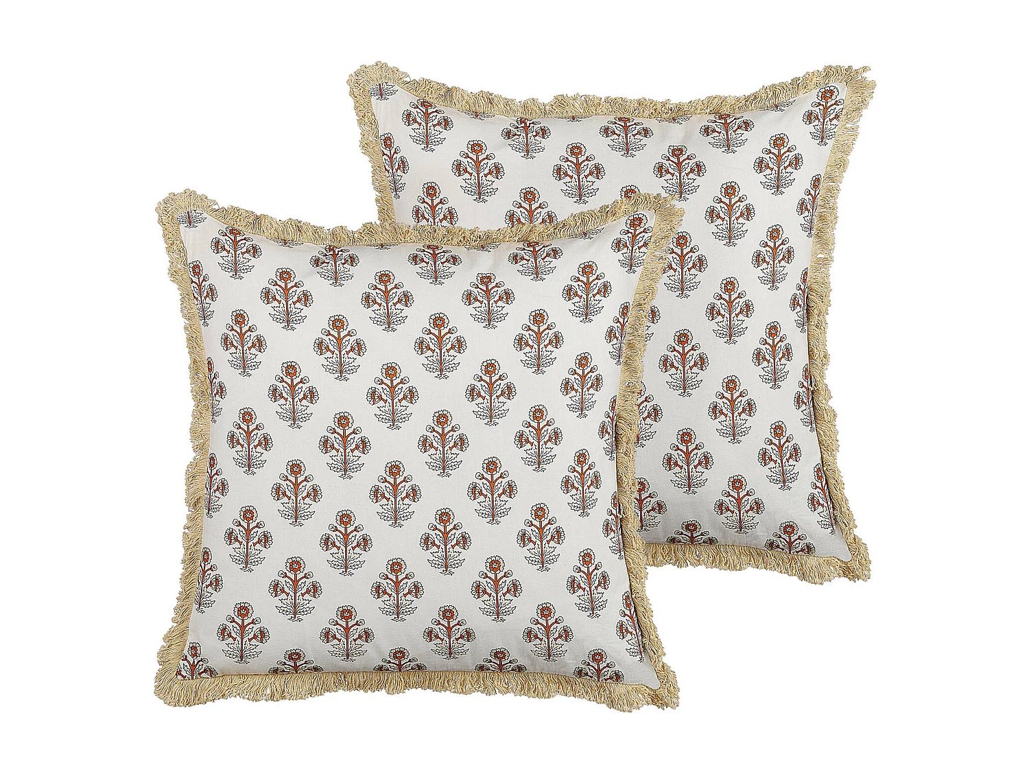 Lot de 2 coussins décoratifs OMORIKA Coton 45 x 45 cm Blanc Motif floral
