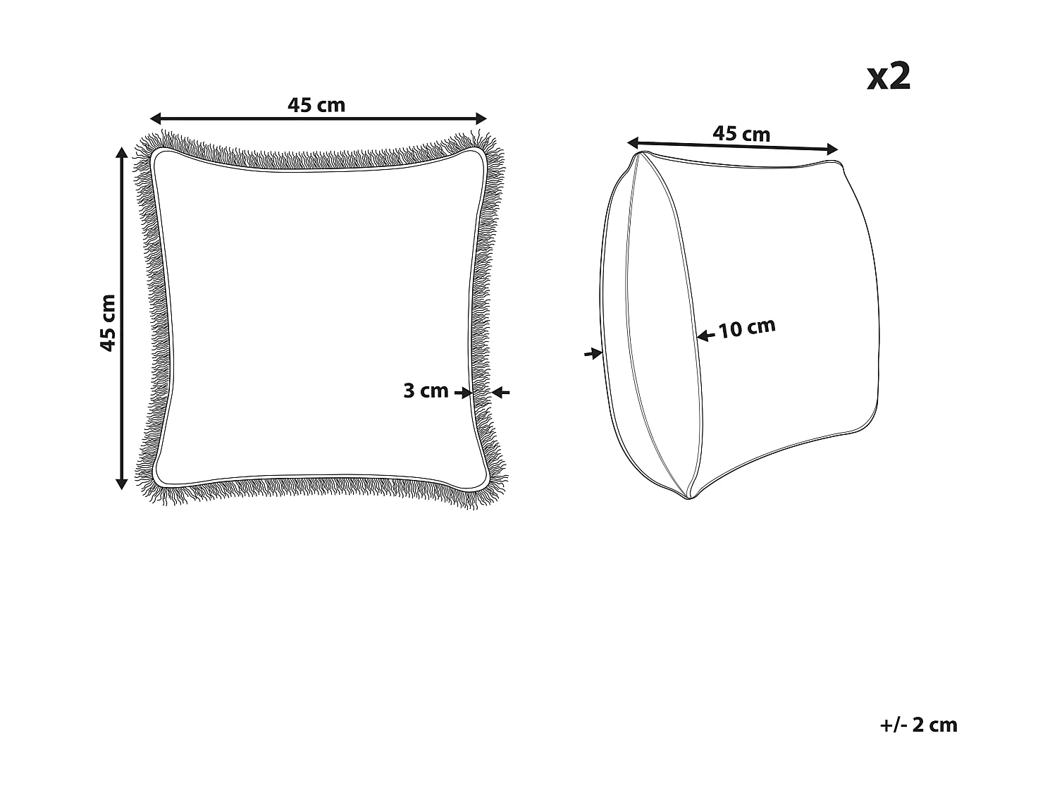 Lot de 2 coussins décoratifs OMORIKA Coton 45 x 45 cm Blanc Motif floral