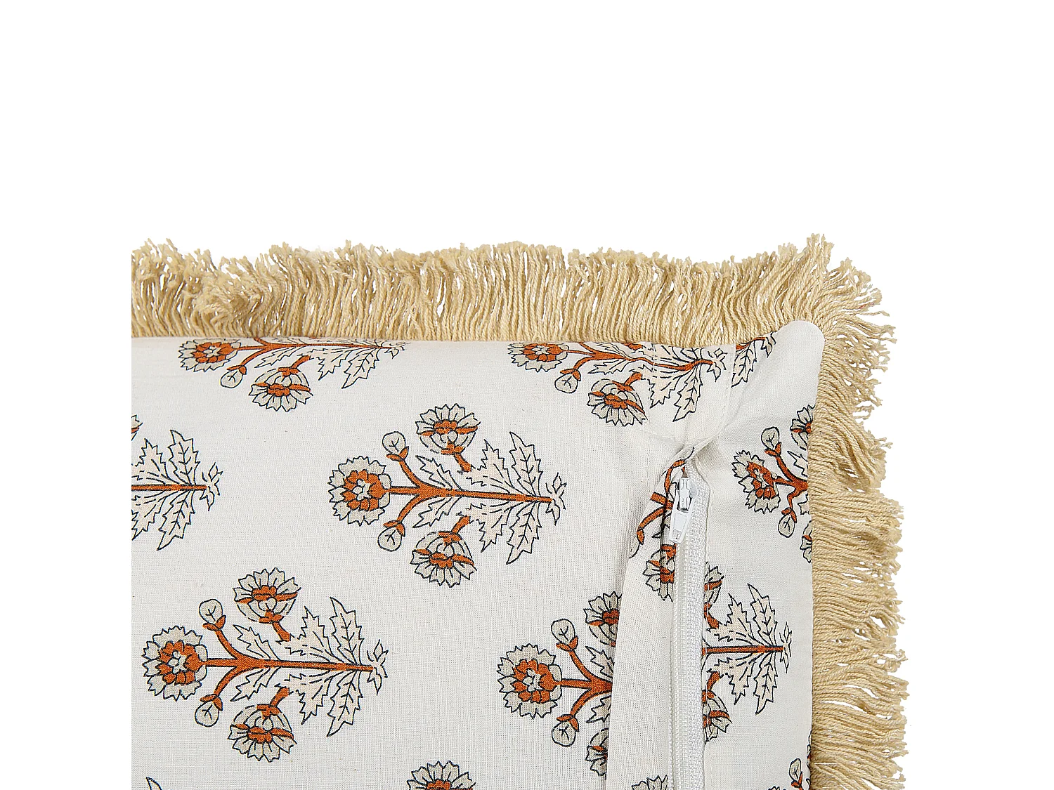 Lot de 2 coussins décoratifs OMORIKA Coton 45 x 45 cm Blanc Motif floral