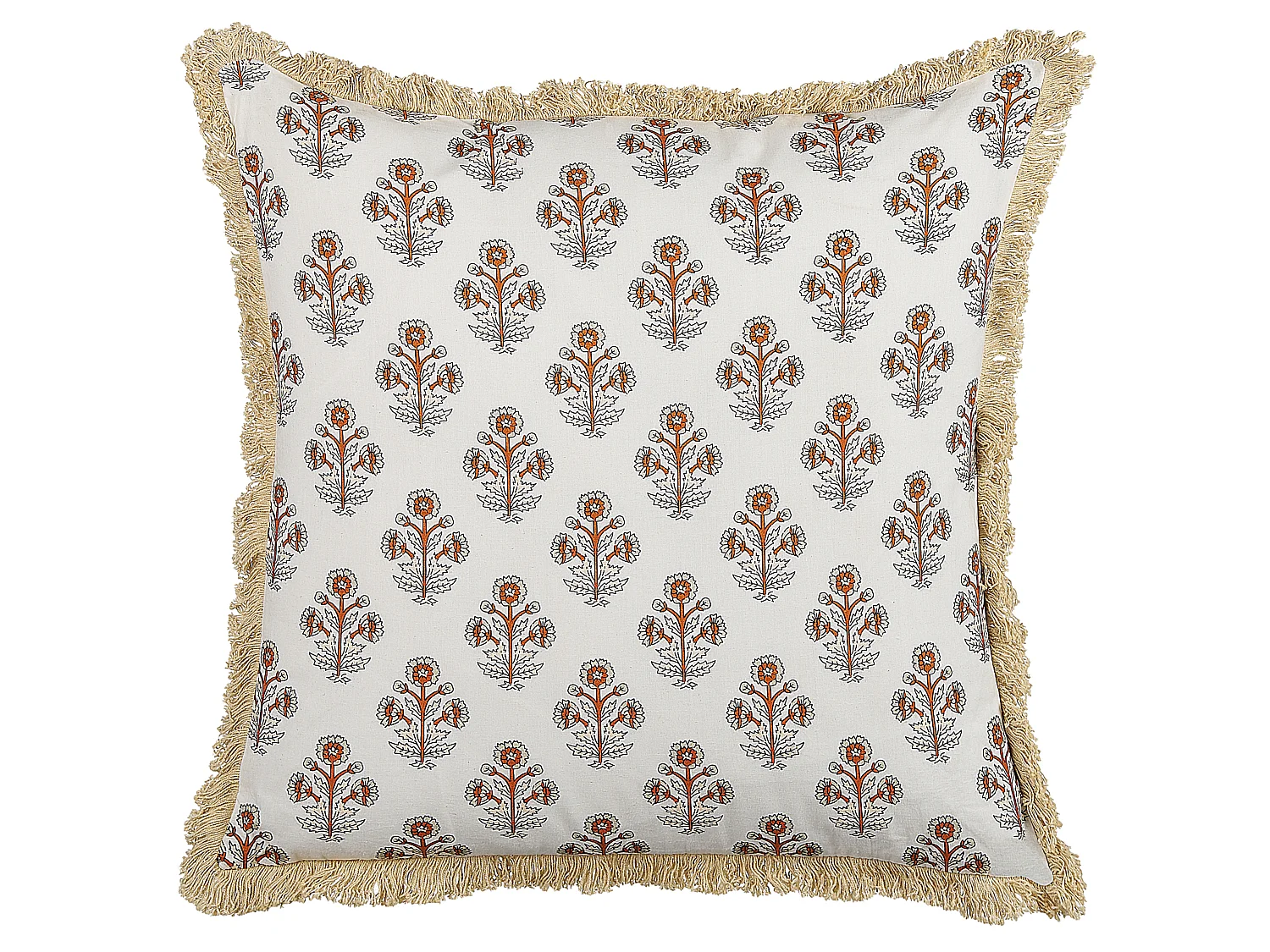 Lot de 2 coussins décoratifs OMORIKA Coton 45 x 45 cm Blanc Motif floral