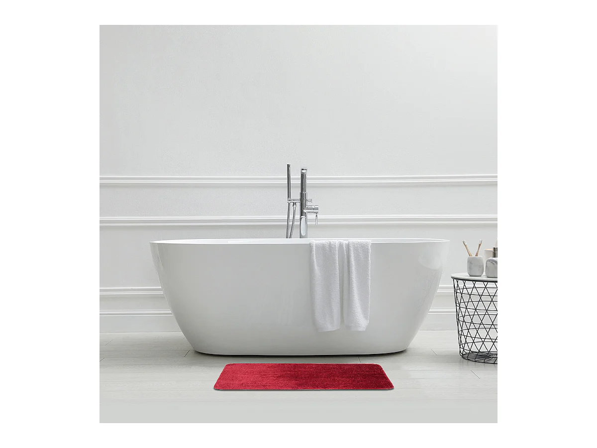 Tapis de bain uni en polyester bordeau 50x80cm