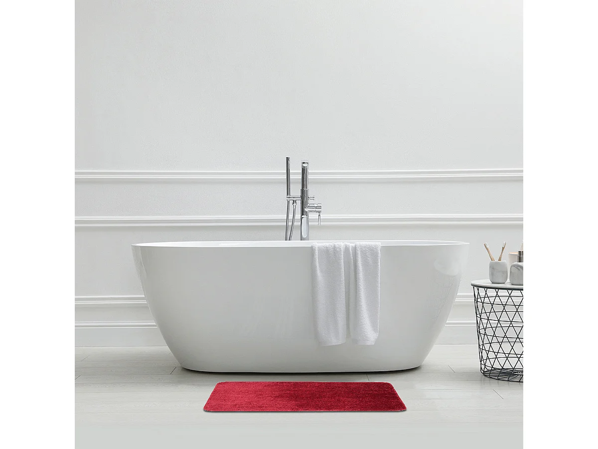Tapis de bain uni en polyester bordeau 50x80cm