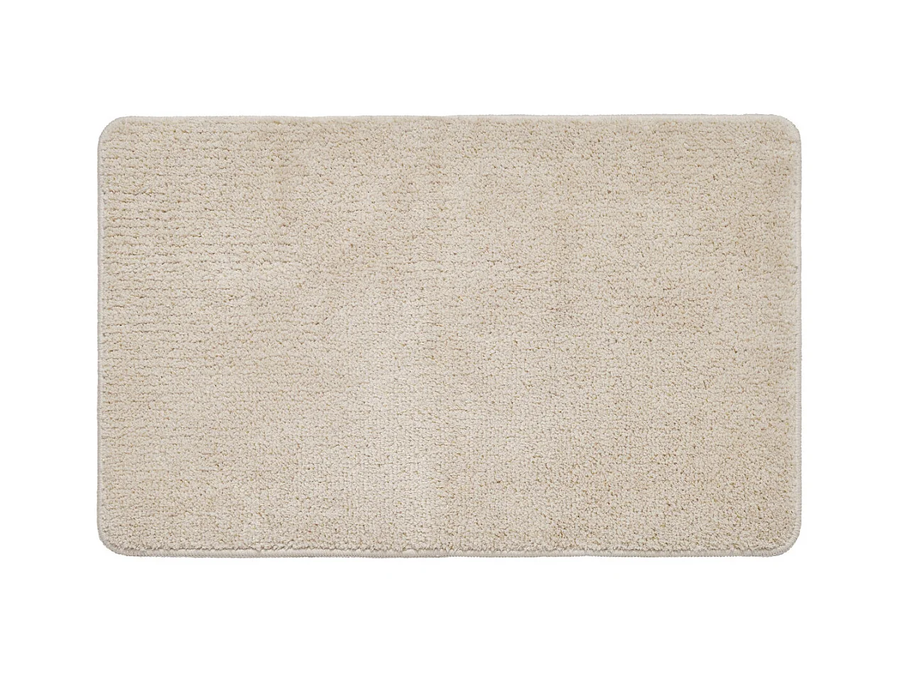 Tapis de bain uni en polyester ecru avec fils dorés 50x80cm