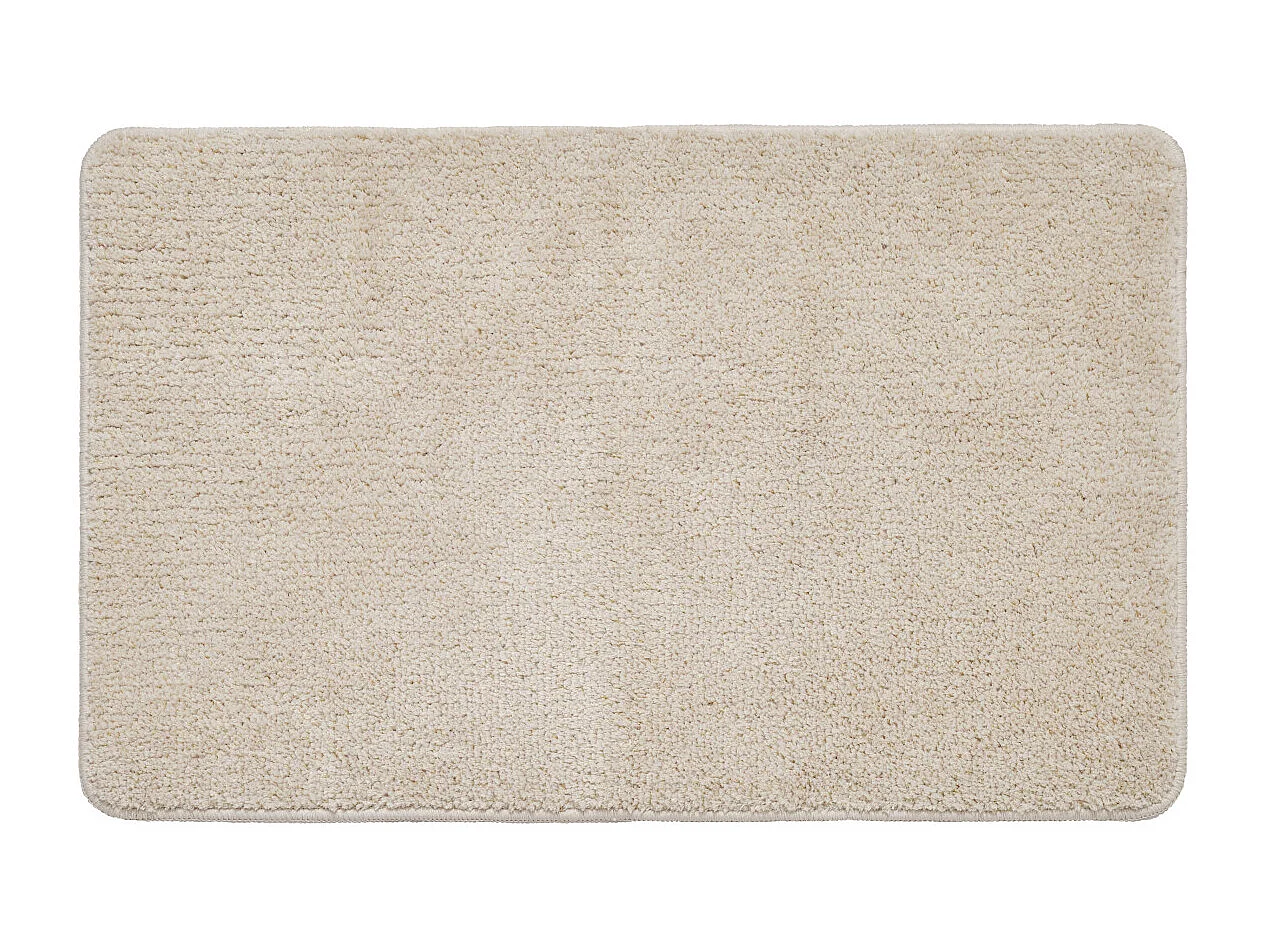 Tapis de bain uni en polyester ecru avec fils dorés 50x80cm