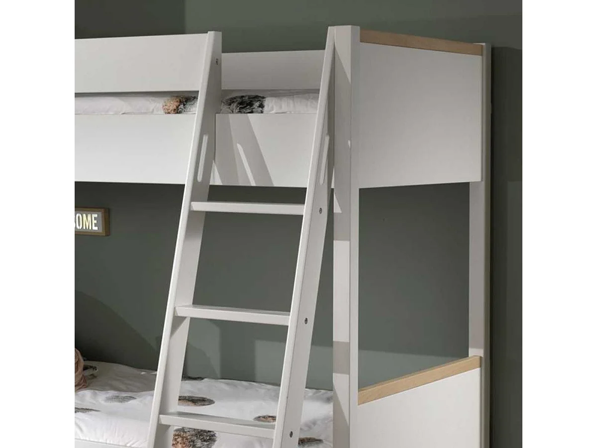 NASH WHITE - Lits Superposés Réversibles 90x200cm Blanc et Boi