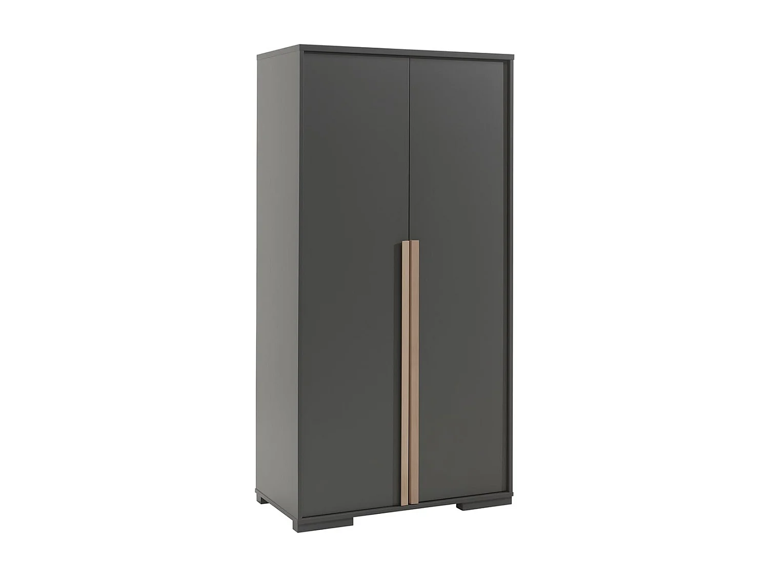 NASH DARK - Lit 90x200cm + Chevet + Armoire 2P + Bureau + Caisson