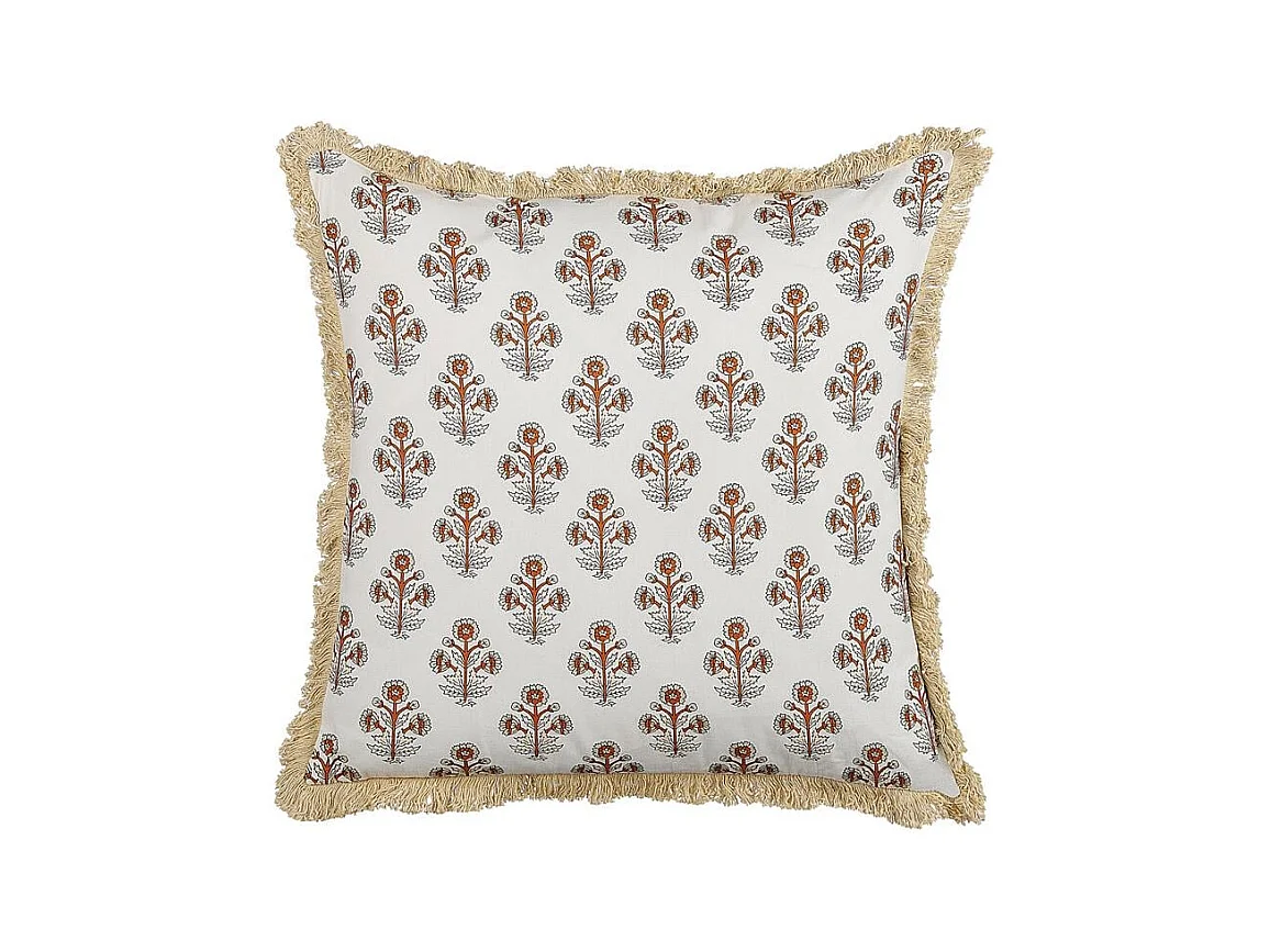 Dekokissen OMORIKA Baumwolle 45 x 45 cm Weiss Blumenmuster