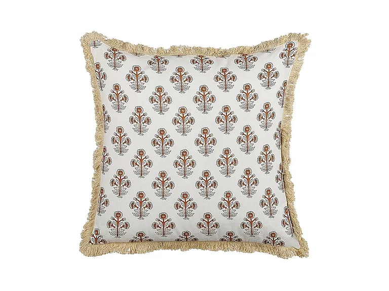 Coussin OMORIKA Coton 45 x 45 cm Blanc Motif floral