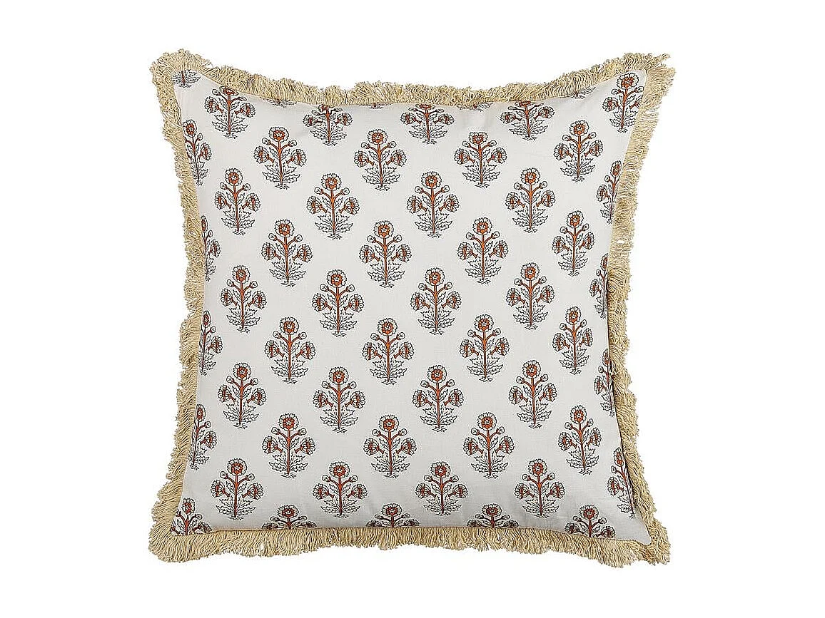 Cuscino decorativo OMORIKA Cotone 45 x 45 cm Bianco Trama floreale