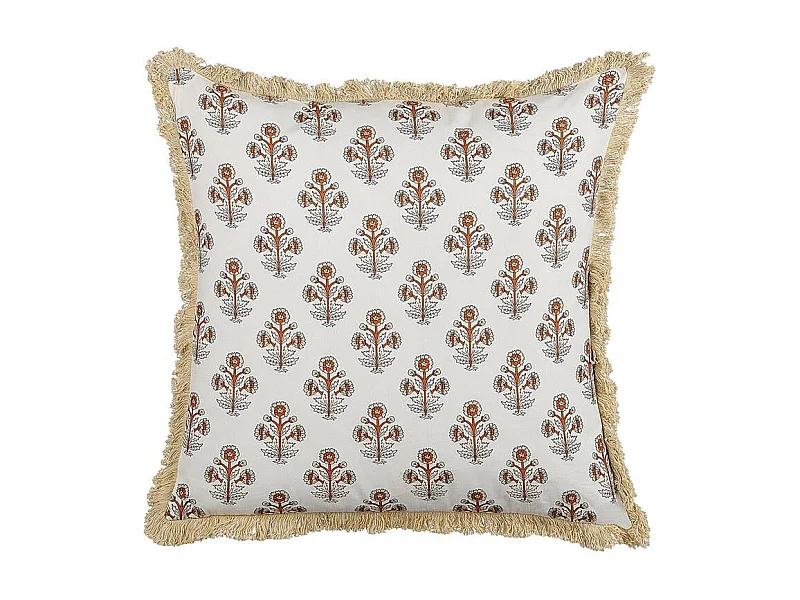 Coussin OMORIKA Coton 45 x 45 cm Blanc Motif floral
