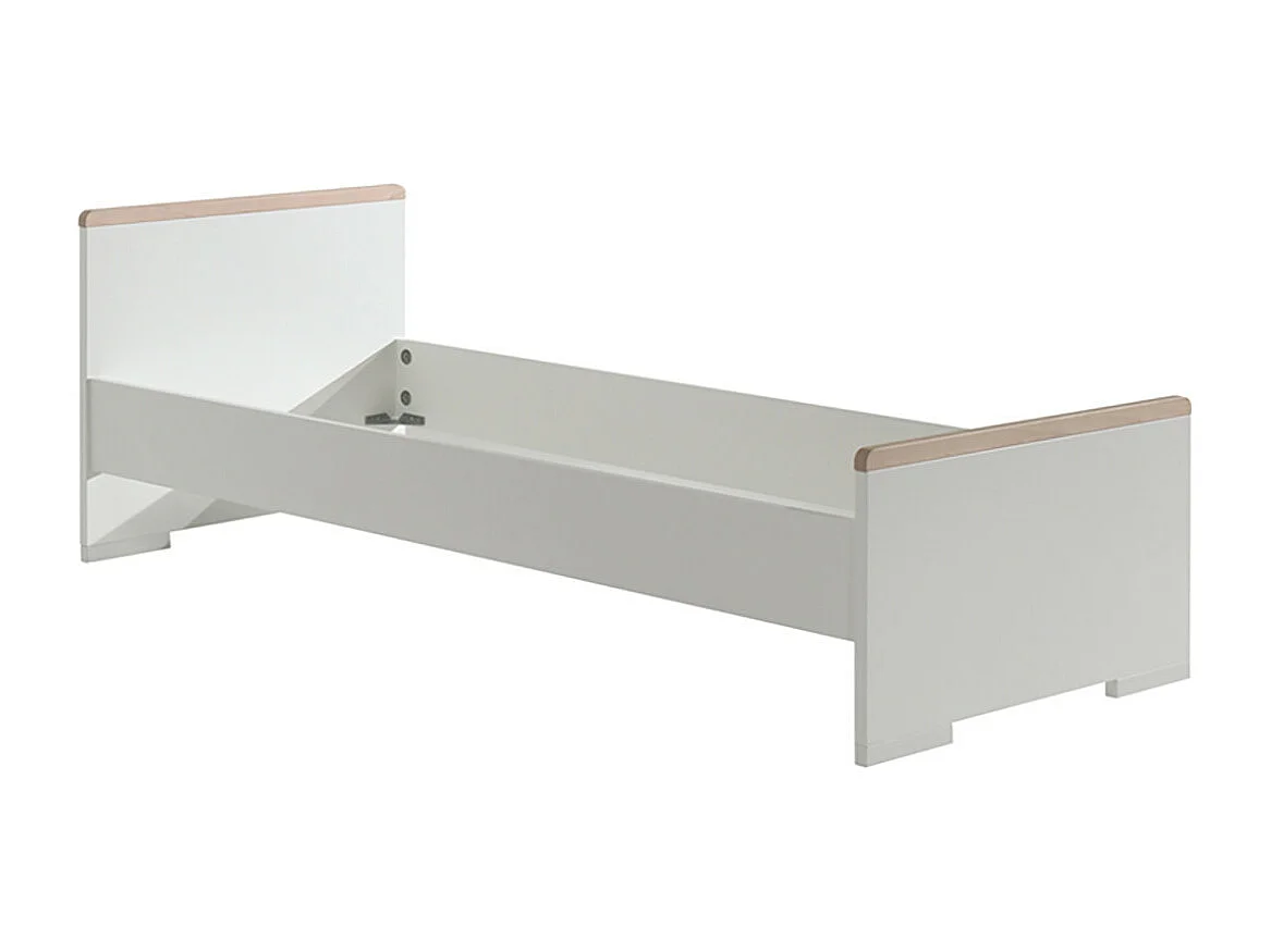 NASH WHITE - Lit 90x200cm + Chevet + Armoire 2 Portes