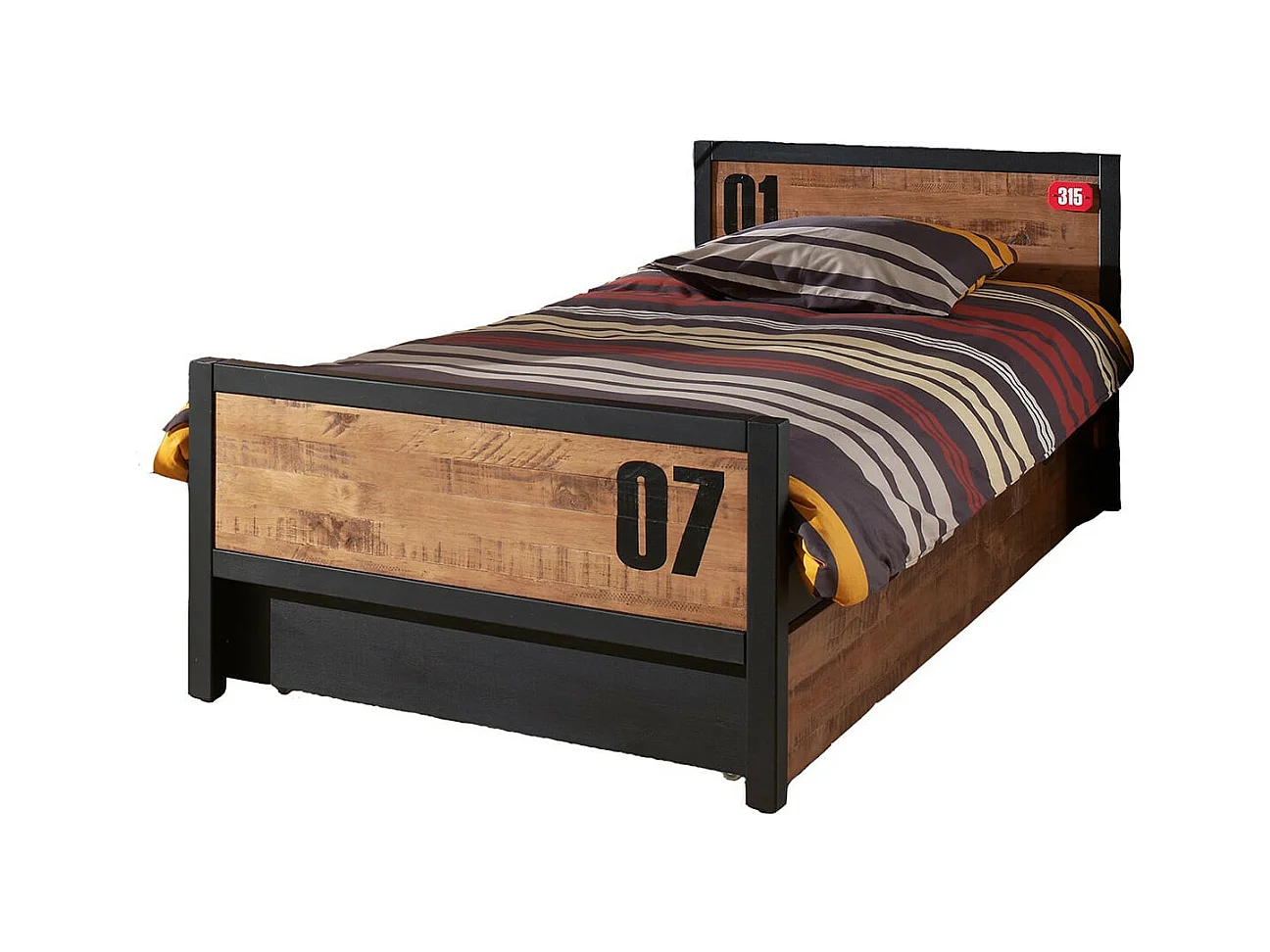 TCHAD - Chambre 90x200cm avec Armoire 3 Portes en Pin Massif