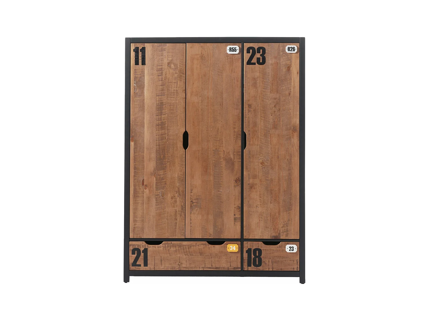 TCHAD - Chambre 90x200cm avec Armoire 3 Portes en Pin Massif