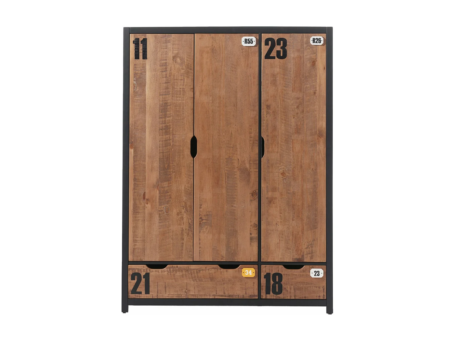 TCHAD - Chambre 90x200cm avec Armoire 3 Portes en Pin Massif