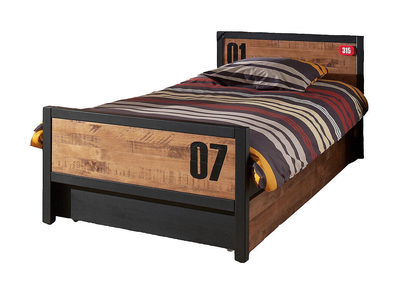 TCHAD - Chambre Complète 90x200cm + Armoire 2 Portes