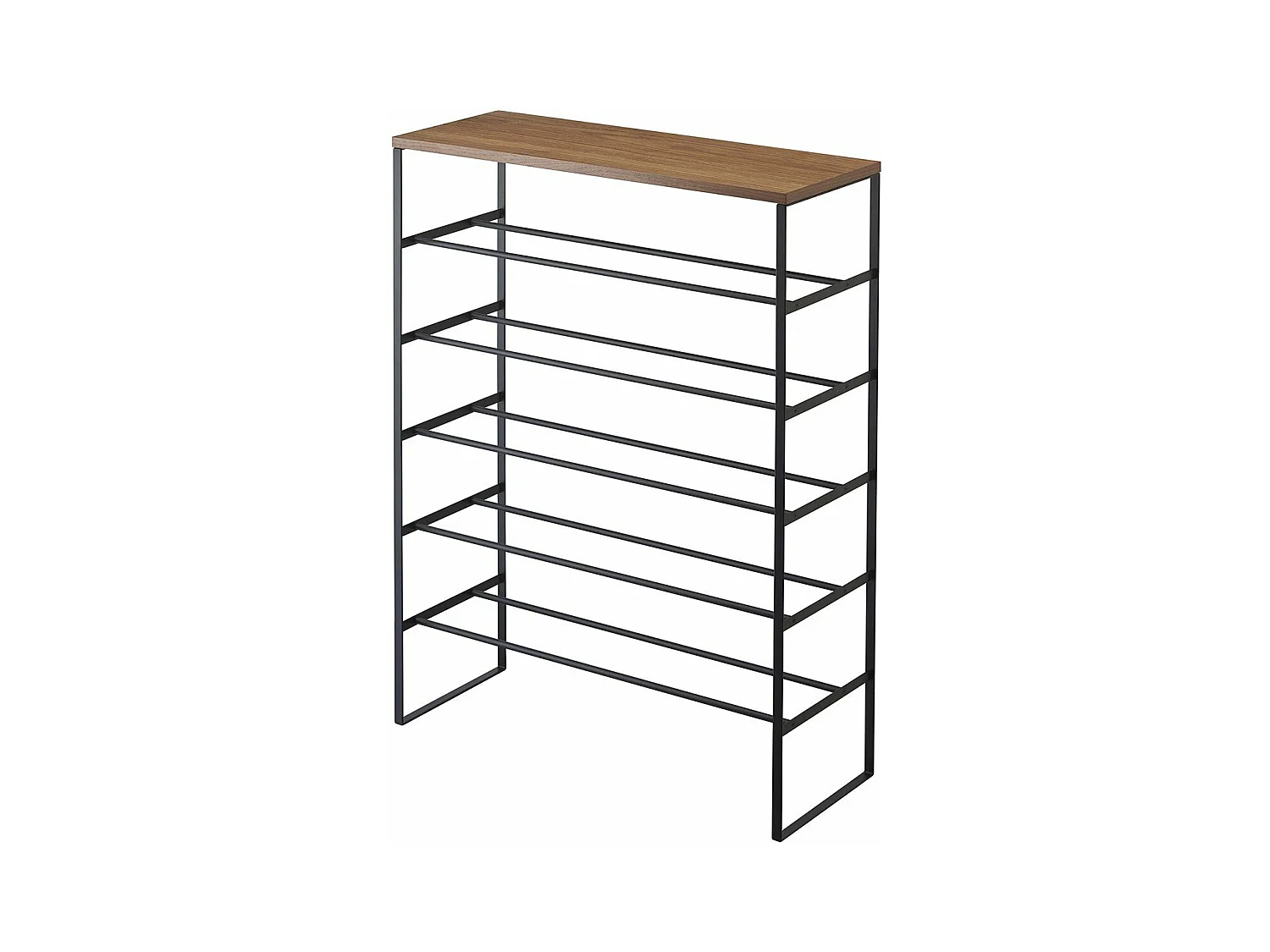 Schoenenrek 5 niveaus Hout en Zwart Metaal Tower - L66 cm