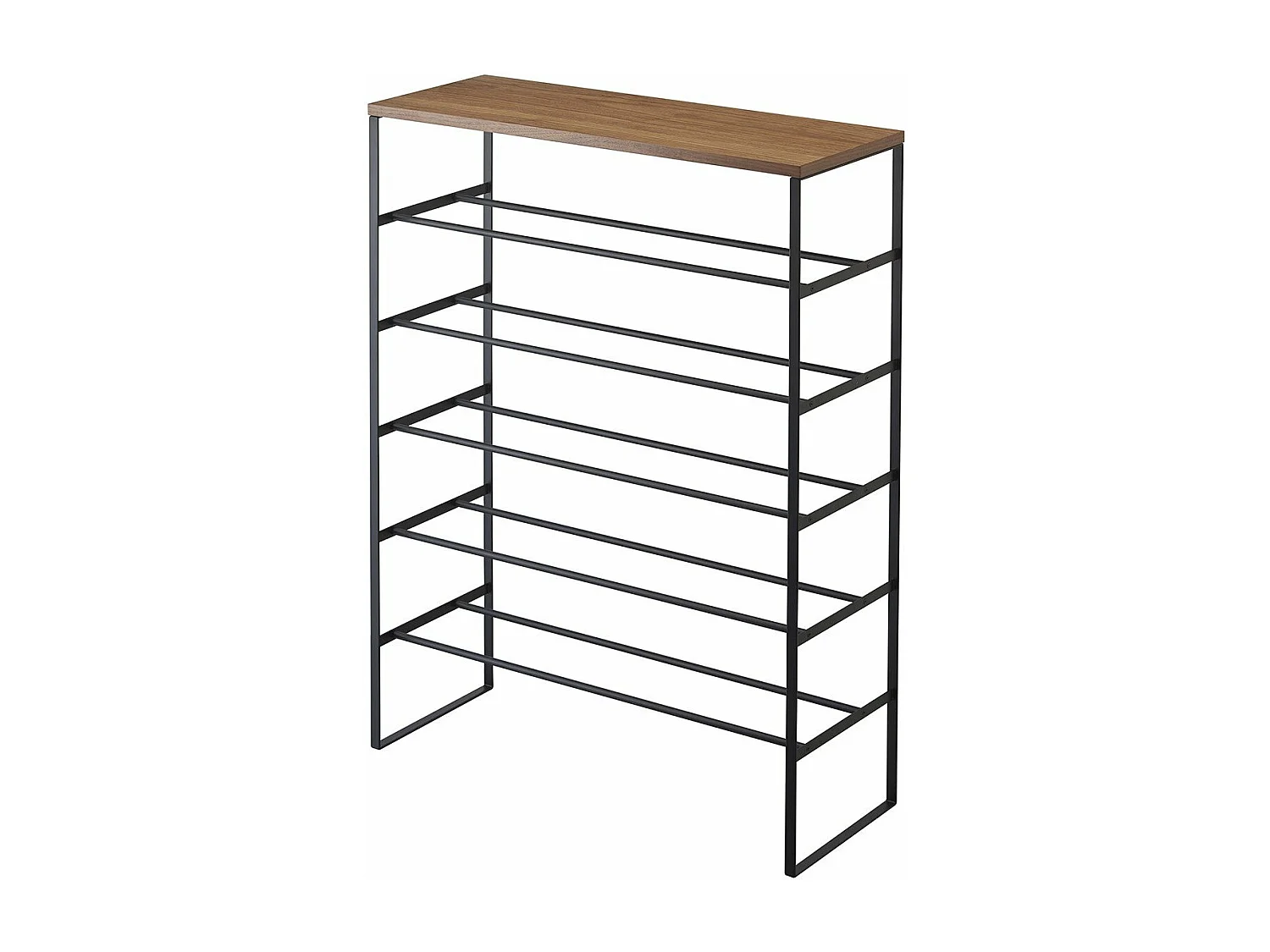 Etagère à Chaussures 5 Niveaux Bois et Métal Noir Tower - L66 cm