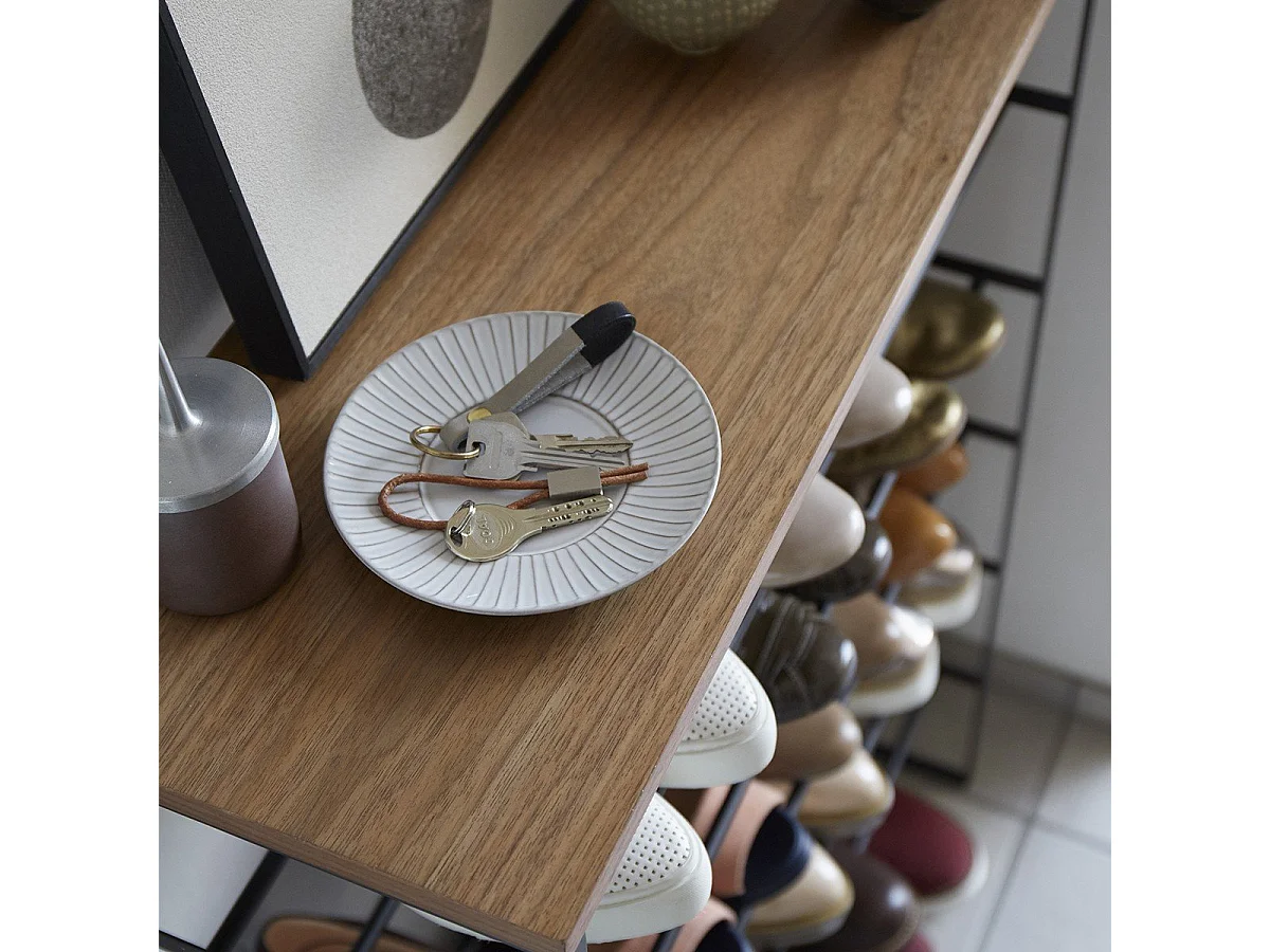 Etagère à Chaussures 5 Niveaux Bois et Métal Noir Tower - L66 cm