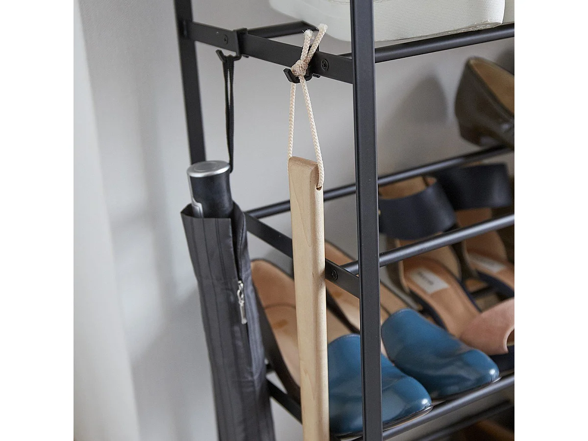 Etagère à Chaussures 5 Niveaux Bois et Métal Noir Tower - L66 cm