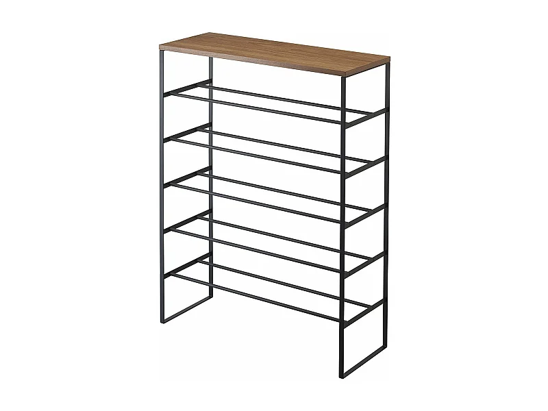 Scarpiera con 5 livelli legno e metallo nero Tower - L66 cm