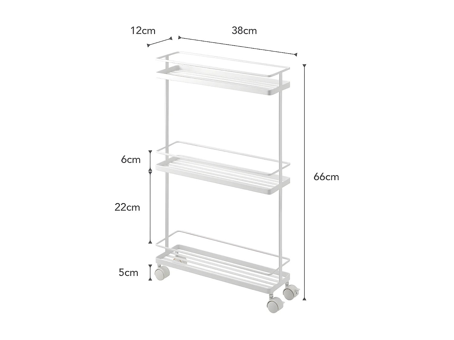 Desserte à roulettes en acier blanche - L38 cm