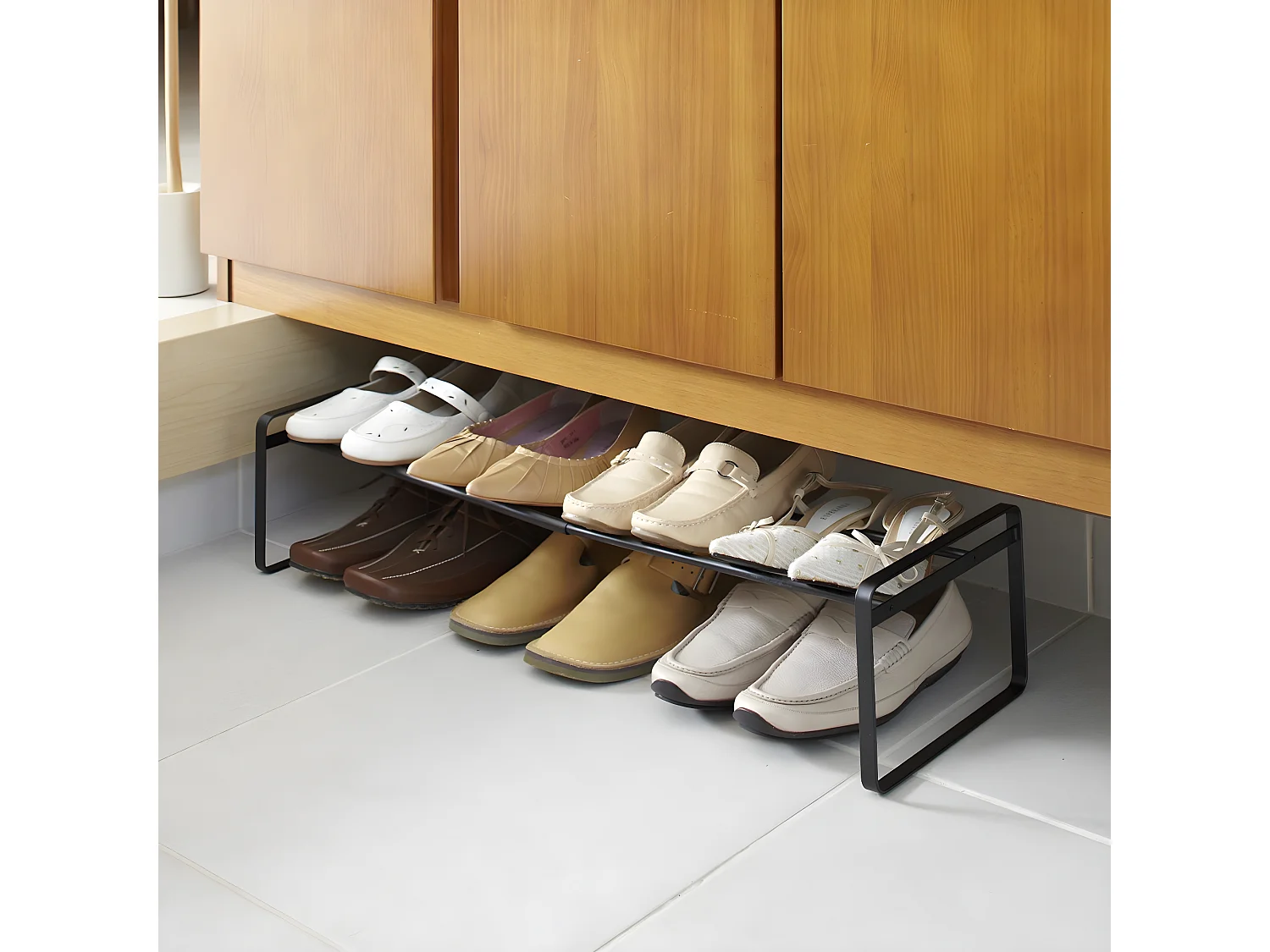 Etagère à chaussures extensible noire 1 niveau - L41 cm