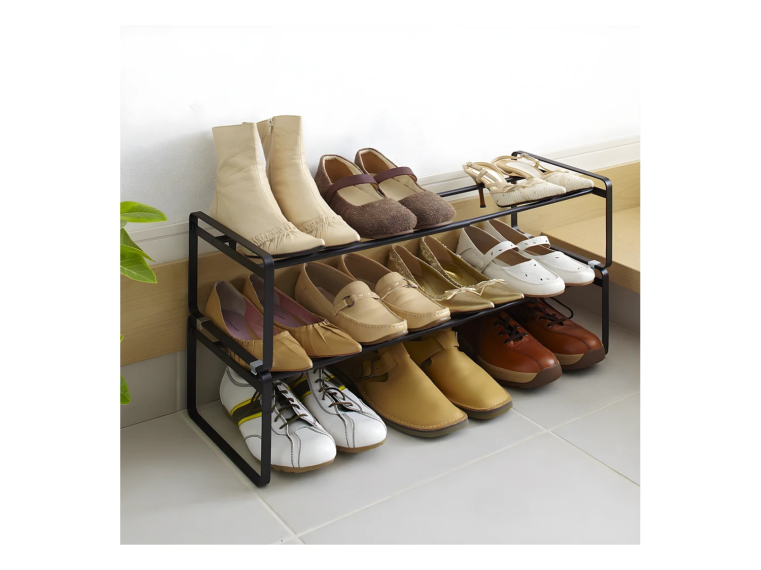 Etagère à chaussures extensible noire 1 niveau - L41 cm