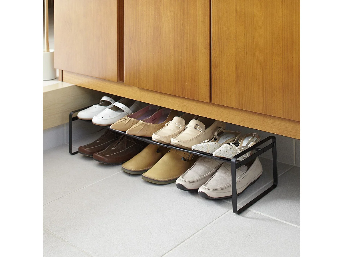 Black extendable shoe rack, 1 tier - L41 cm