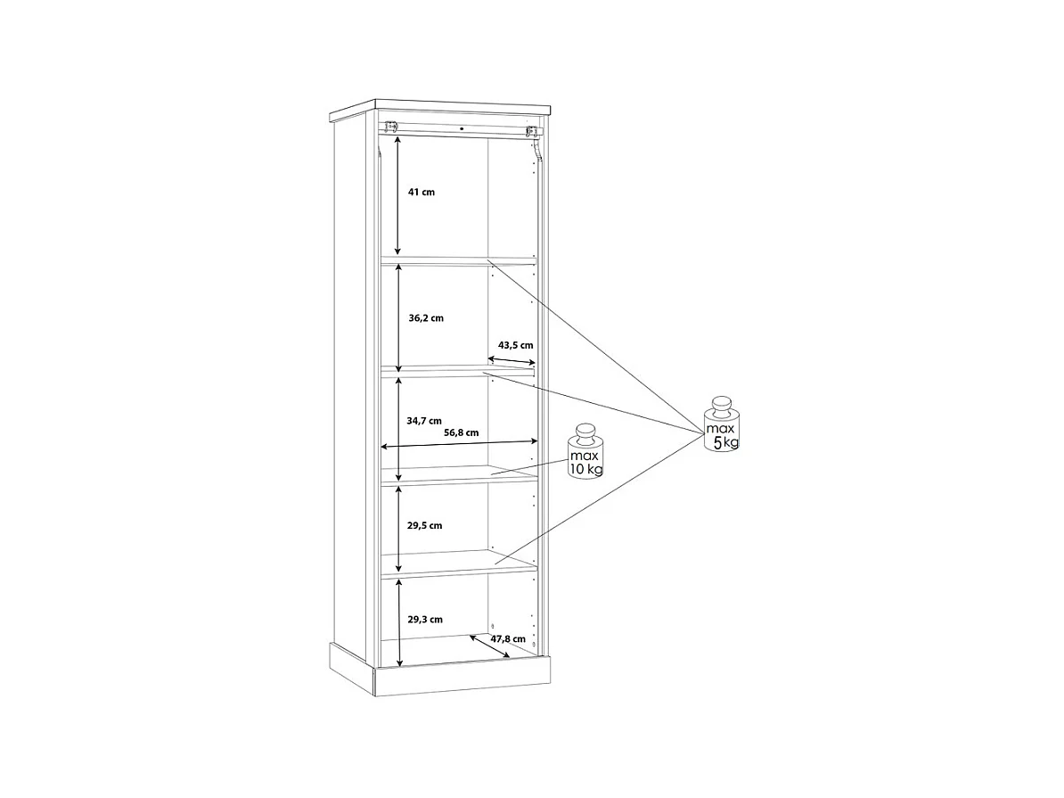 Colonne vitrée 1 porte décor chêne et noir mat éclairage LED - FARM