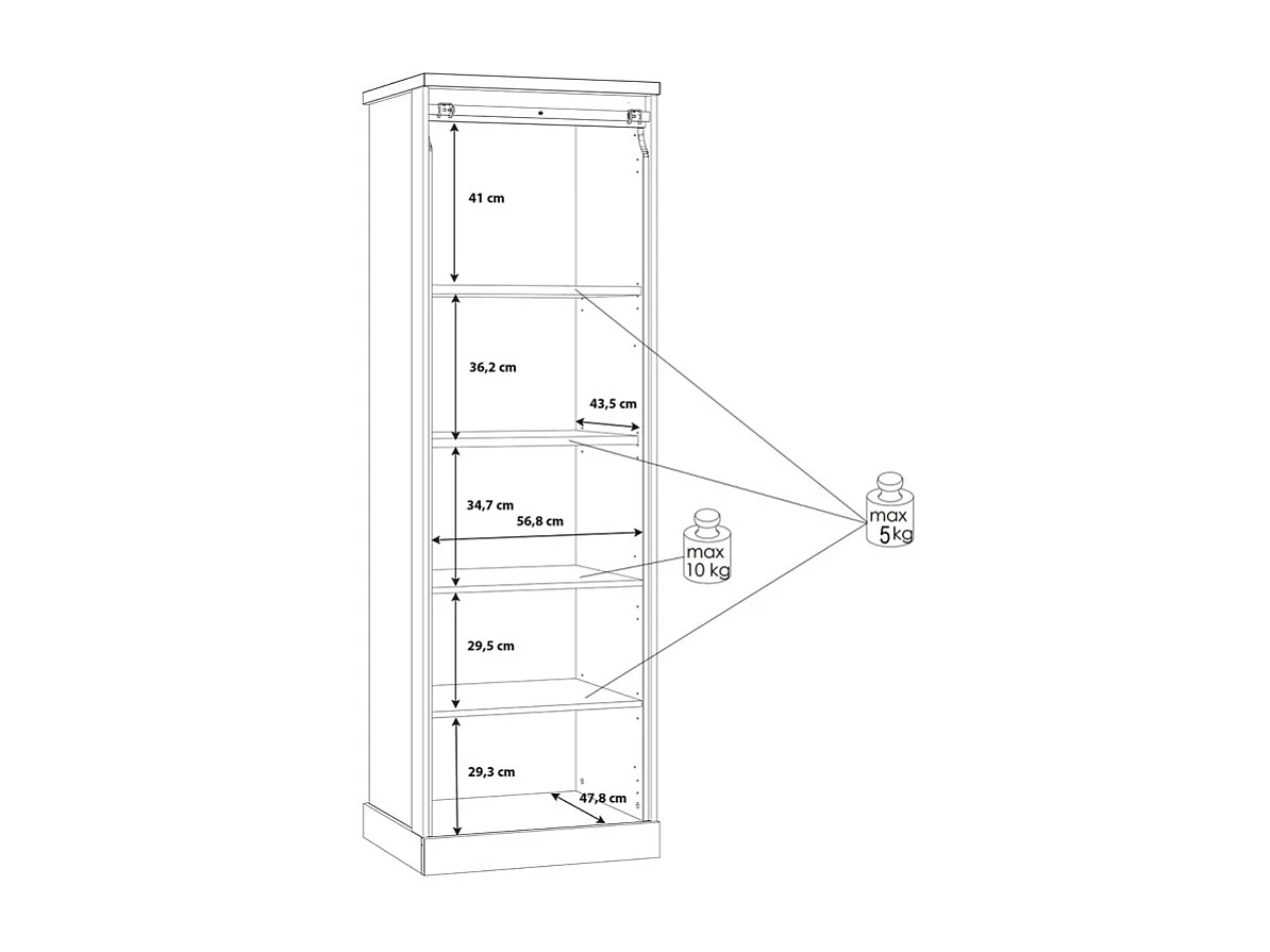 Colonne vitrée 1 porte décor chêne et noir mat éclairage LED - FARM