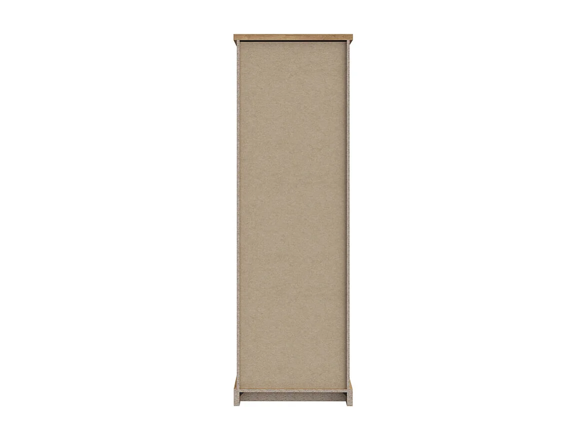 Colonne vitrée 1 porte décor chêne et noir mat éclairage LED - FARM