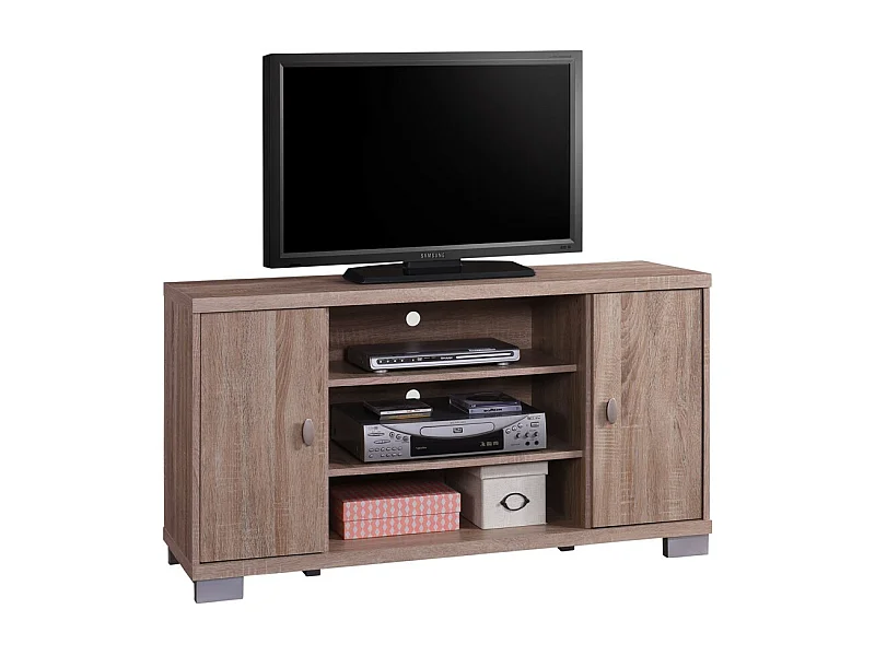 Mueble para TV BELEK de 120 cm con 2 puertas y 3 compartimentos en color Sonoma.
