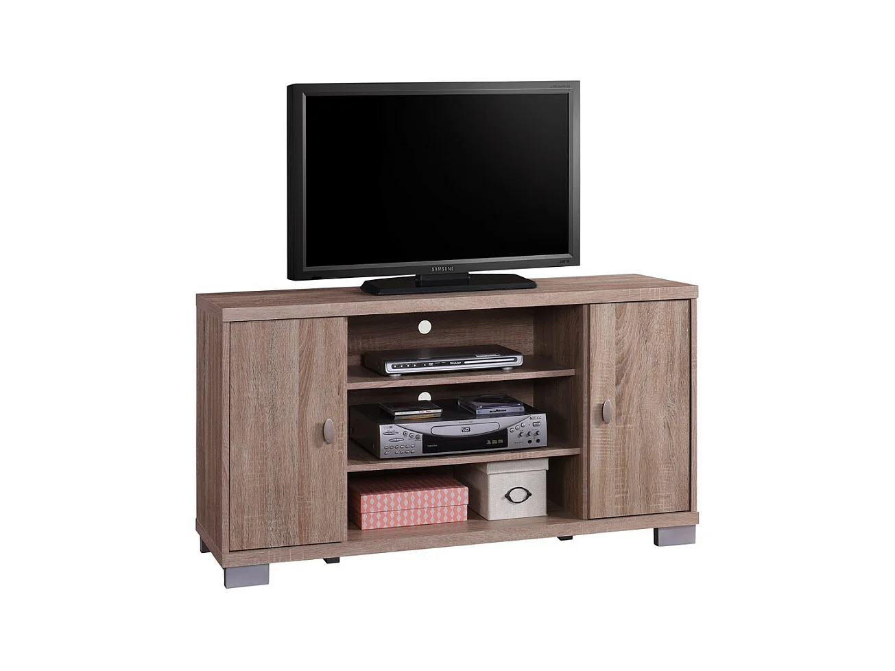 Móvel para TV BELEK 120 cm com 2 portas e 3 nichos na cor Sonoma.