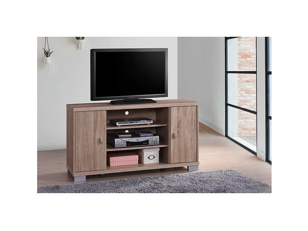 Móvel para TV BELEK 120 cm com 2 portas e 3 nichos na cor Sonoma.