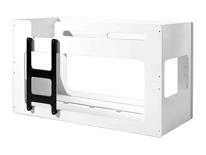 ZAZOU - Lits Superposés 90x200cm Blanc et Noir