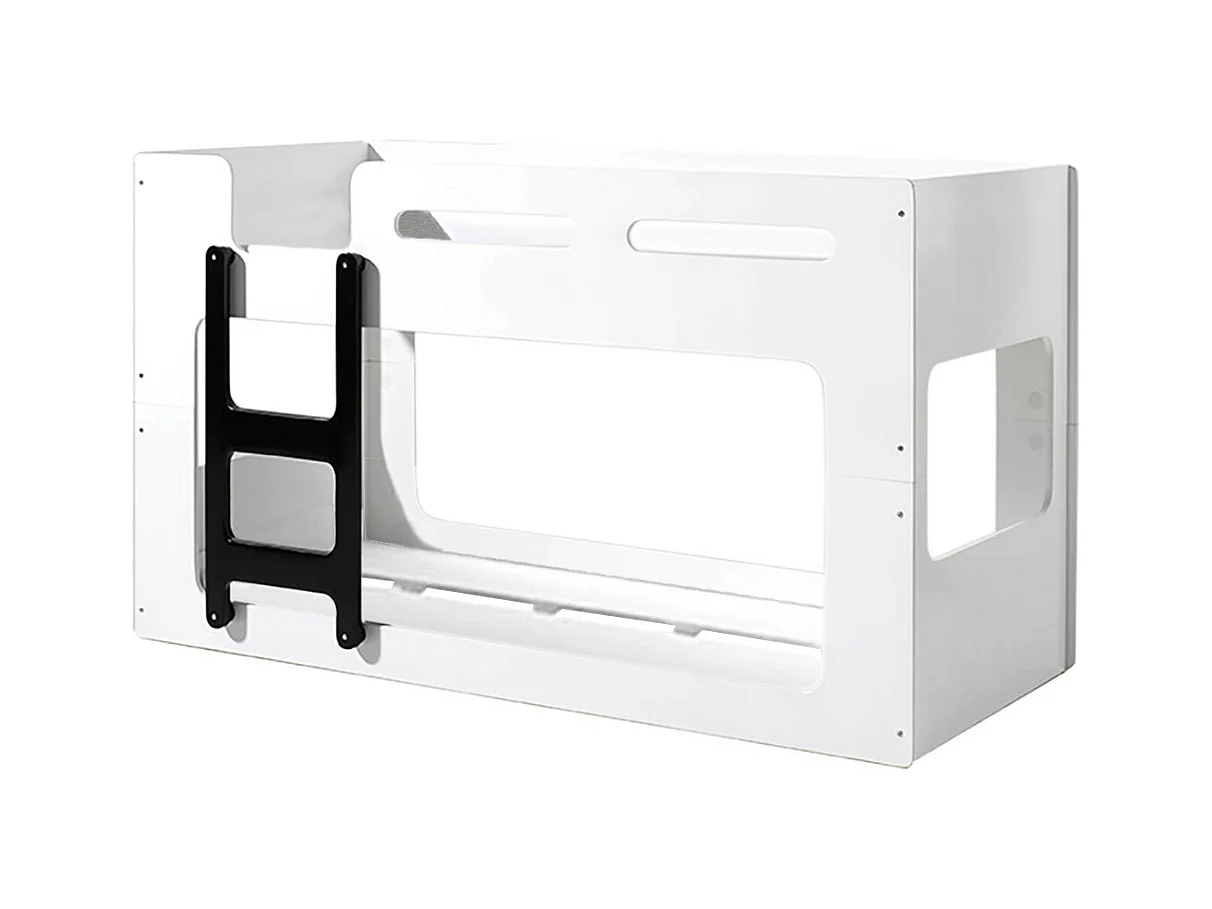 ZAZOU - Lits Superposés 90x200cm Blanc et Noir