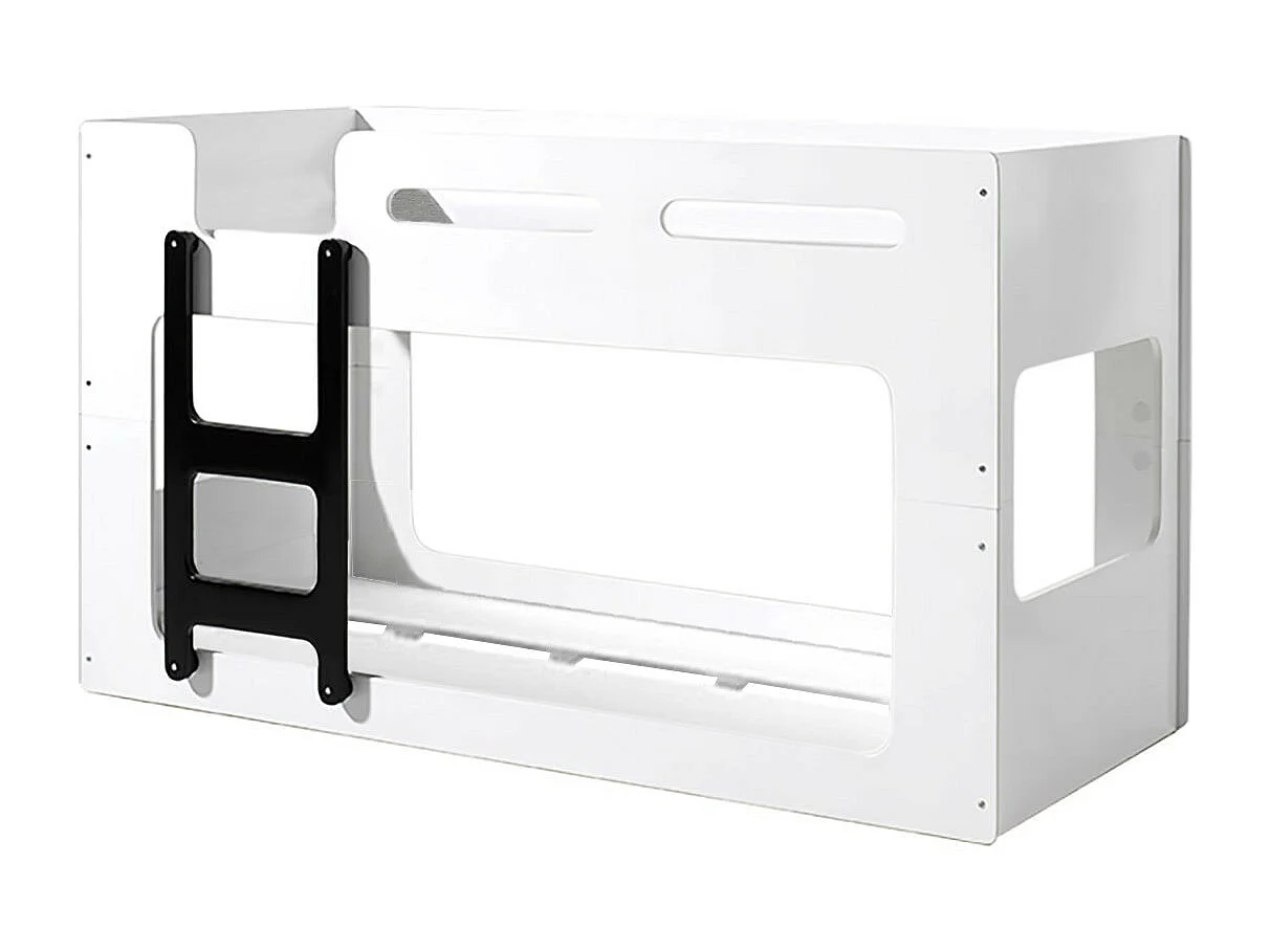 ZAZOU - Lits Superposés 90x200cm Blanc et Noir