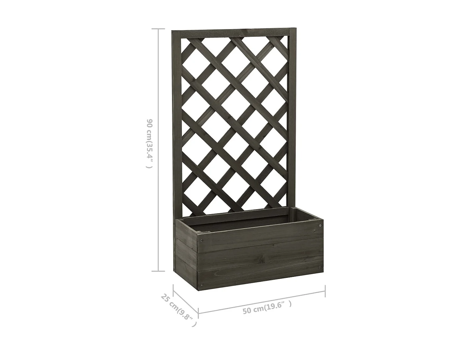 Jardinière à treillis de bois marron 50 x 25 x 90 cm 02_0000875