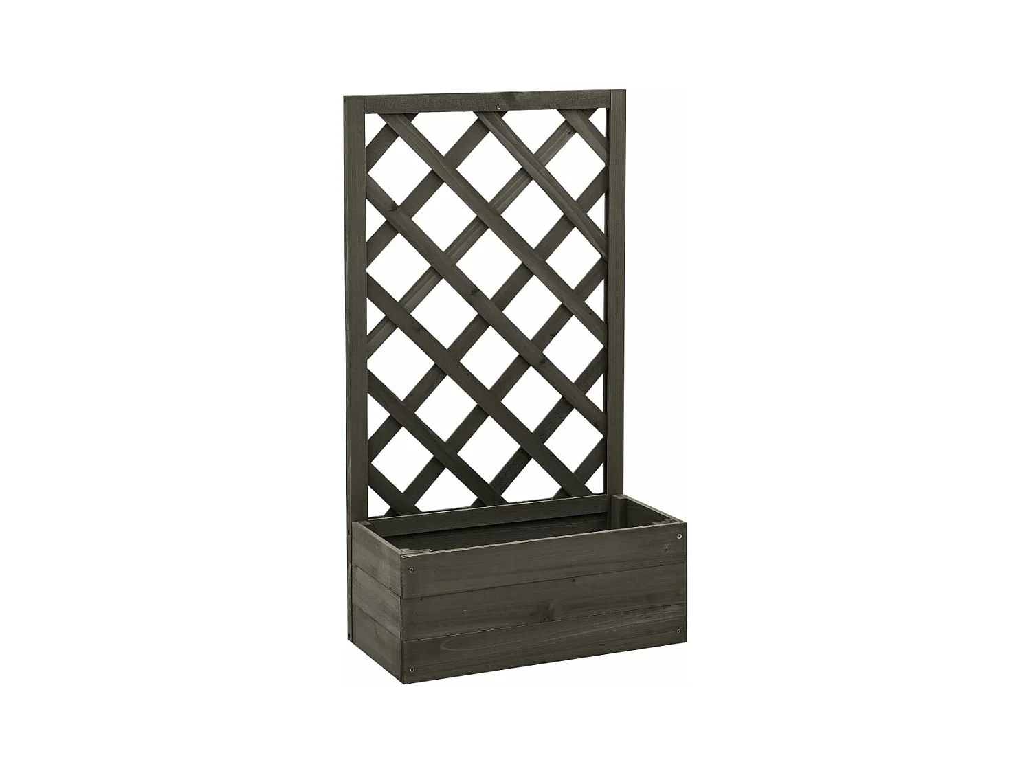 Jardinera enrejada de jardín gris 50 x 25 x 90 cm madera de abeto 02_0000875